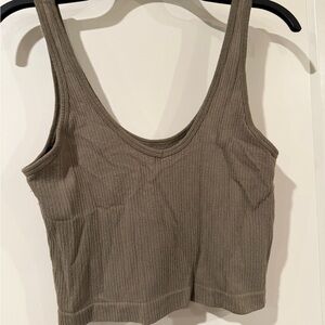 Urban Outfitters Olive Ribbed Crop Top